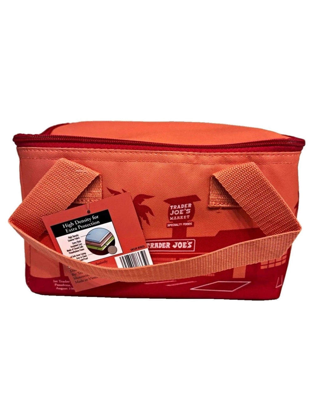 NWT, Trader Joe's Red-Orange Insulated mini Lunch Tote. Limited edition